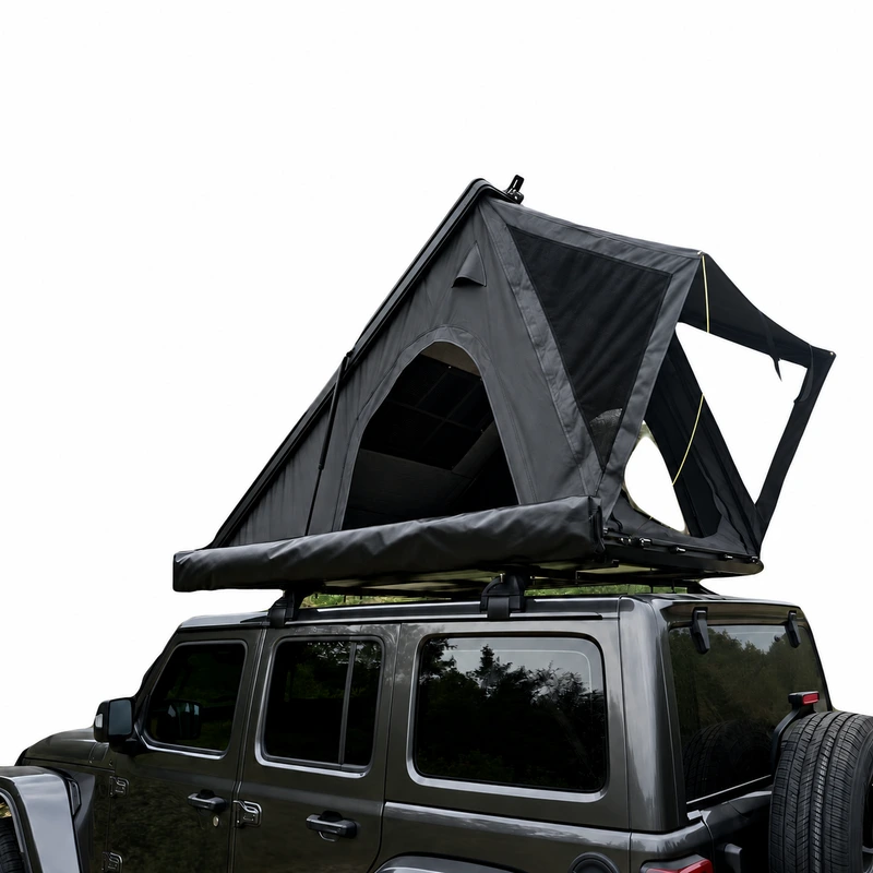 Black GC-04 tent mounted on a dark off-road vehicle