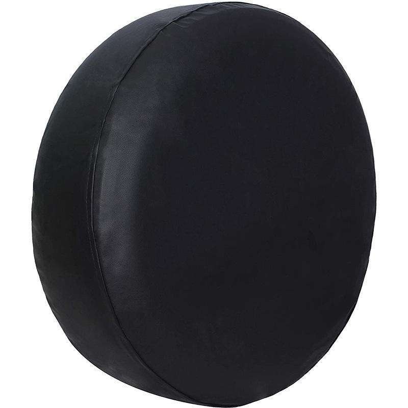 Black round spare-tire cover with a sewn side panel.