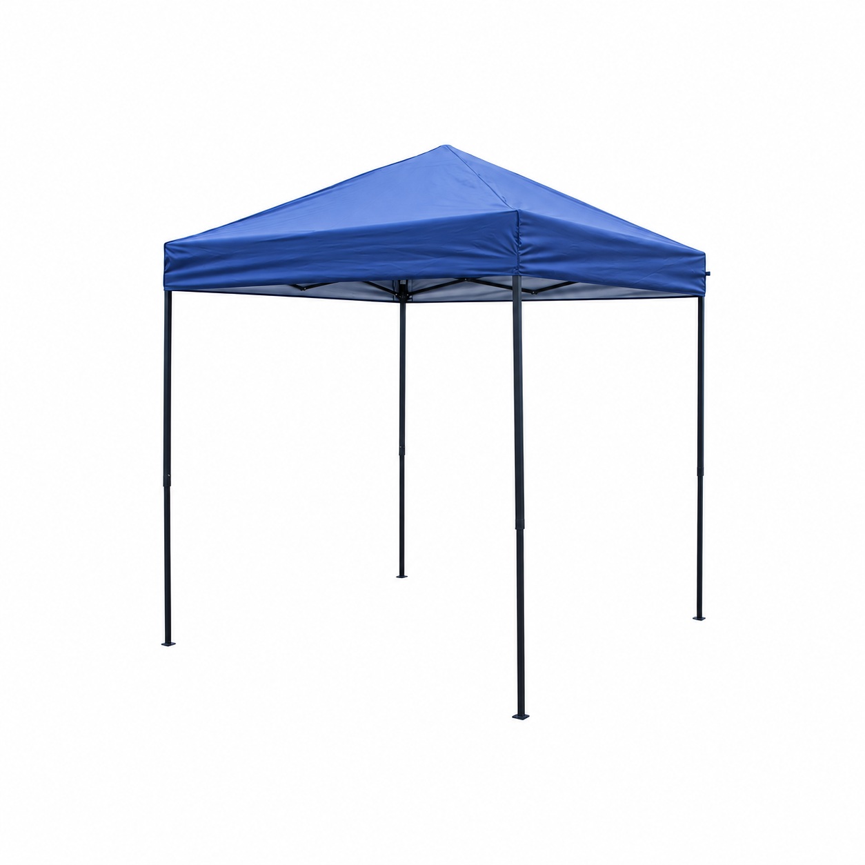 Blue square gazebo canopy on straight telescopic legs with a folding roof frame