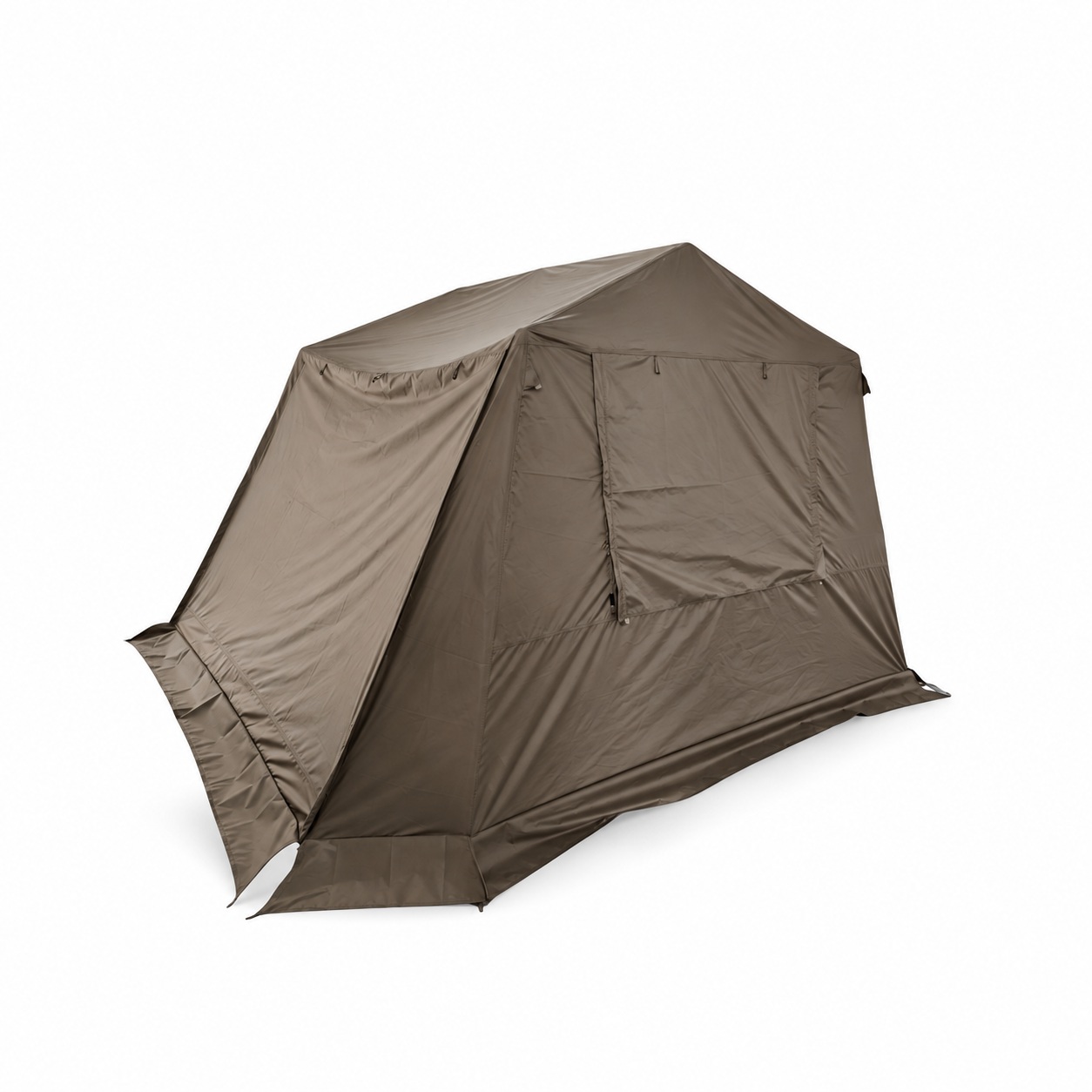 Brown ridge cabin tent with closed window flap and ground skirt