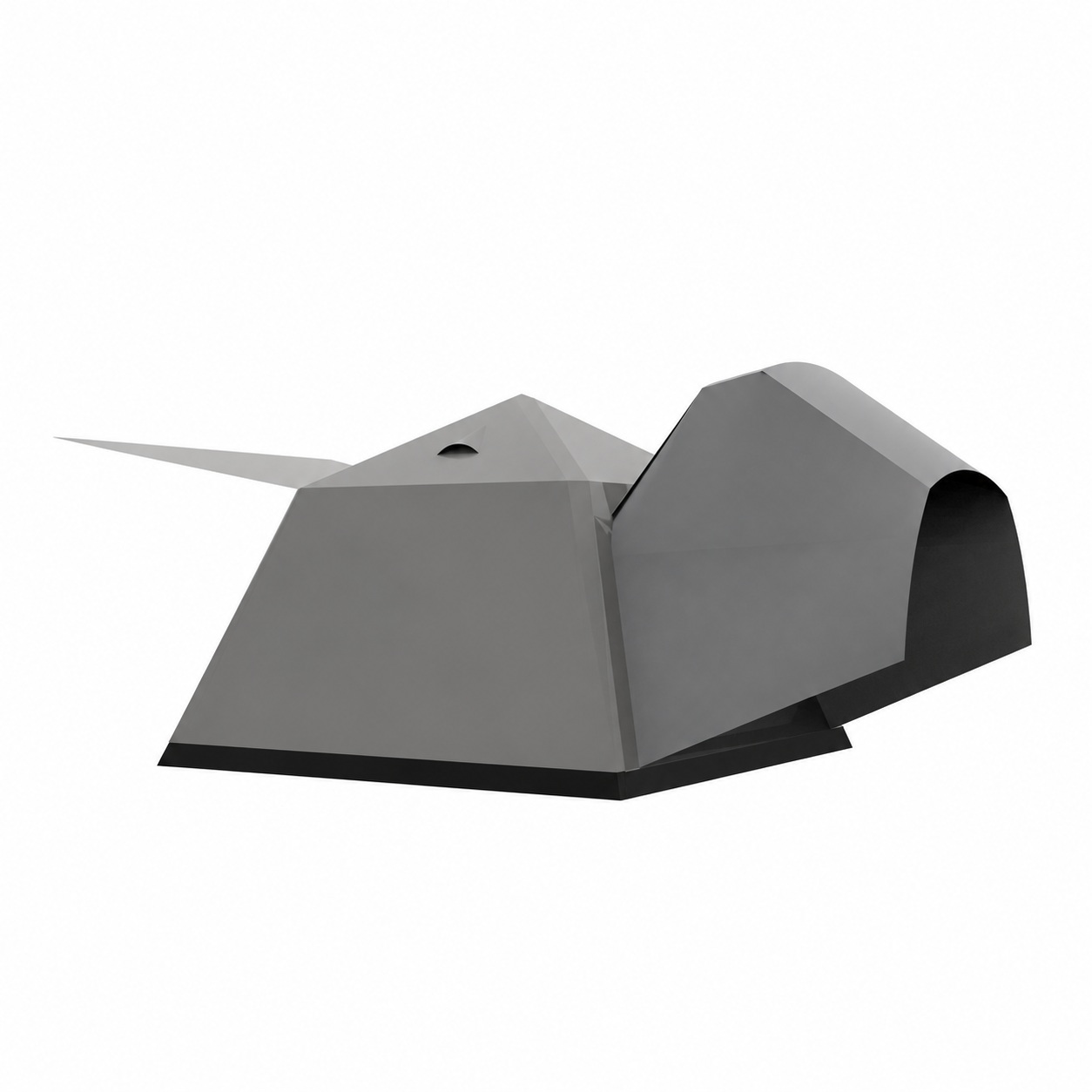 Supplier rendering of a gray vehicle annex tent with a cabin, rear connector and awning projection.