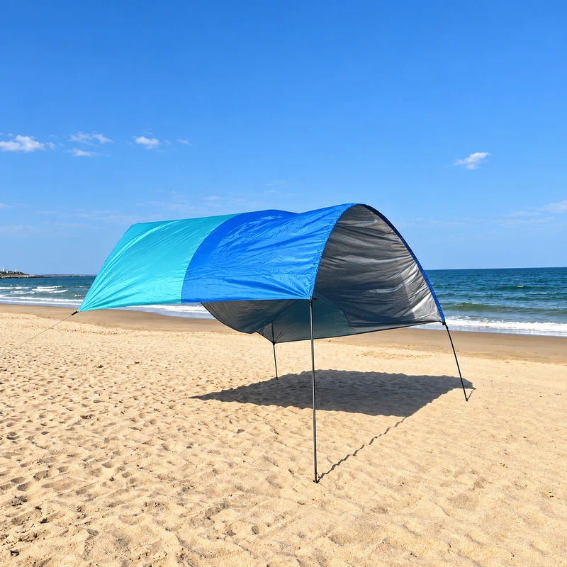 Silver-Coated Beach & Camping Tarp with Curtain